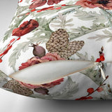 Poppy Flowers Fir Tree Branches Berries Christmas Throw Pillow Cover ANEMONE