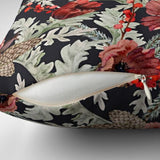Poppy Flowers Fir Tree Branches Berries Christmas Throw Pillow Cover ANEMONE