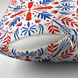 Scandinavian Christmas Geometric Red Blue Leaves Throw Pillow Cover JULE