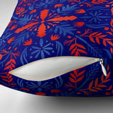 Scandinavian Christmas Geometric Red Blue Leaves Throw Pillow Cover JULE