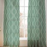 Abstract Modern Geometric Minimalist Green Semi Sheer Window Curtain VERDE