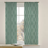 Abstract Modern Geometric Minimalist Green Semi Sheer Window Curtain VERDE