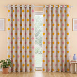 Retro Geometric Orange Pink Beige Blackout Window Curtains VIBRAZE
