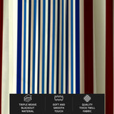 Scandinavian Striped Blue Burgundy Ivory Blackout Window Curtain VIND
