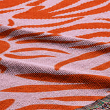 Abstract Groovy Sun Leaves Red Pink Retro Cotton Woven Throw Blanket SOLARIS