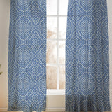 Abstract Modern Geometric Minimalist Blue Semi Sheer Window Curtain AZUL