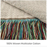Abstract Bloom Naive Art '70s Floral Boho Cotton Woven Throw Blanket WILLOW