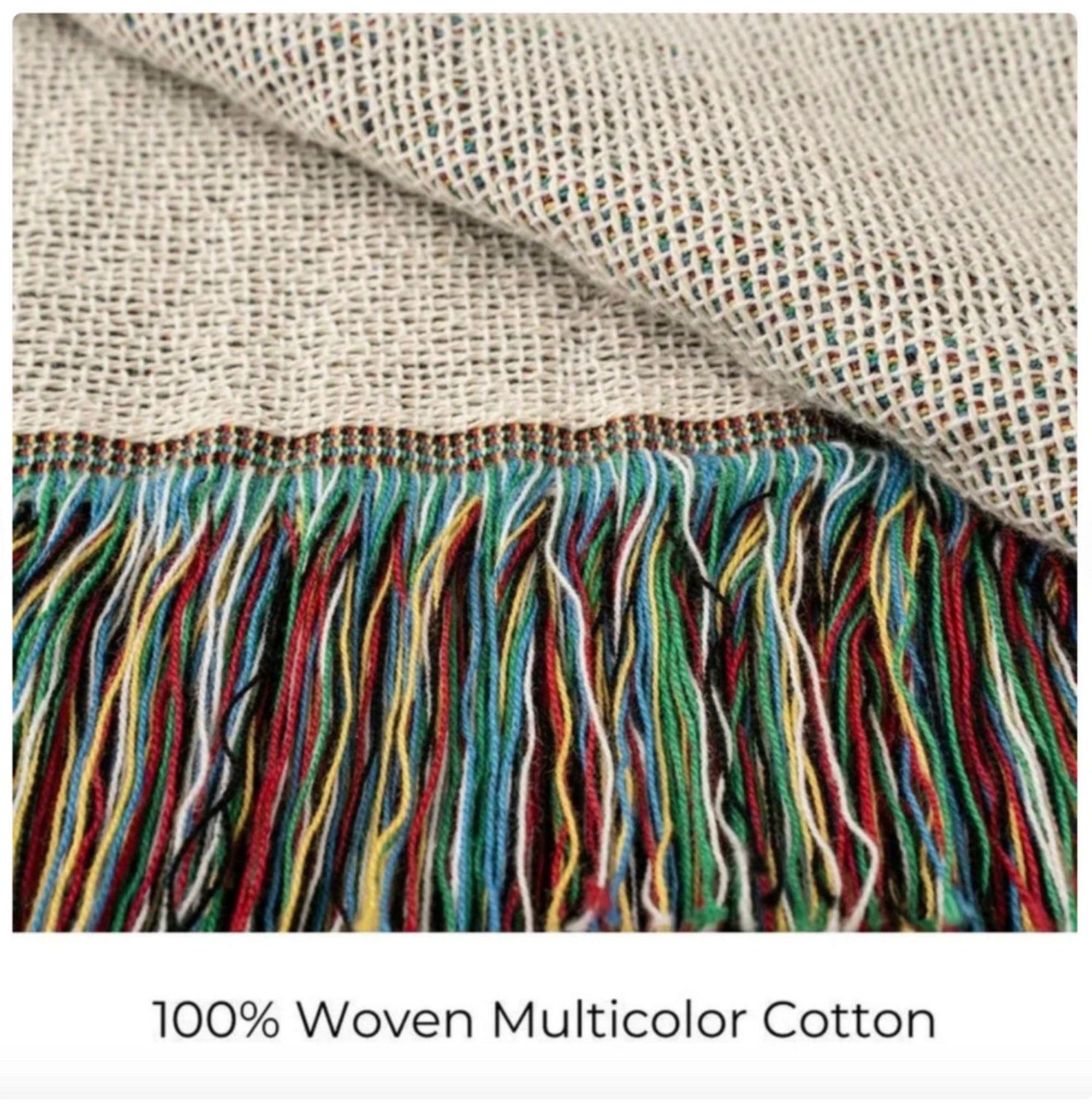 Abstract Hand Drawn Exotic Multicolor Cotton Woven Throw Blanket