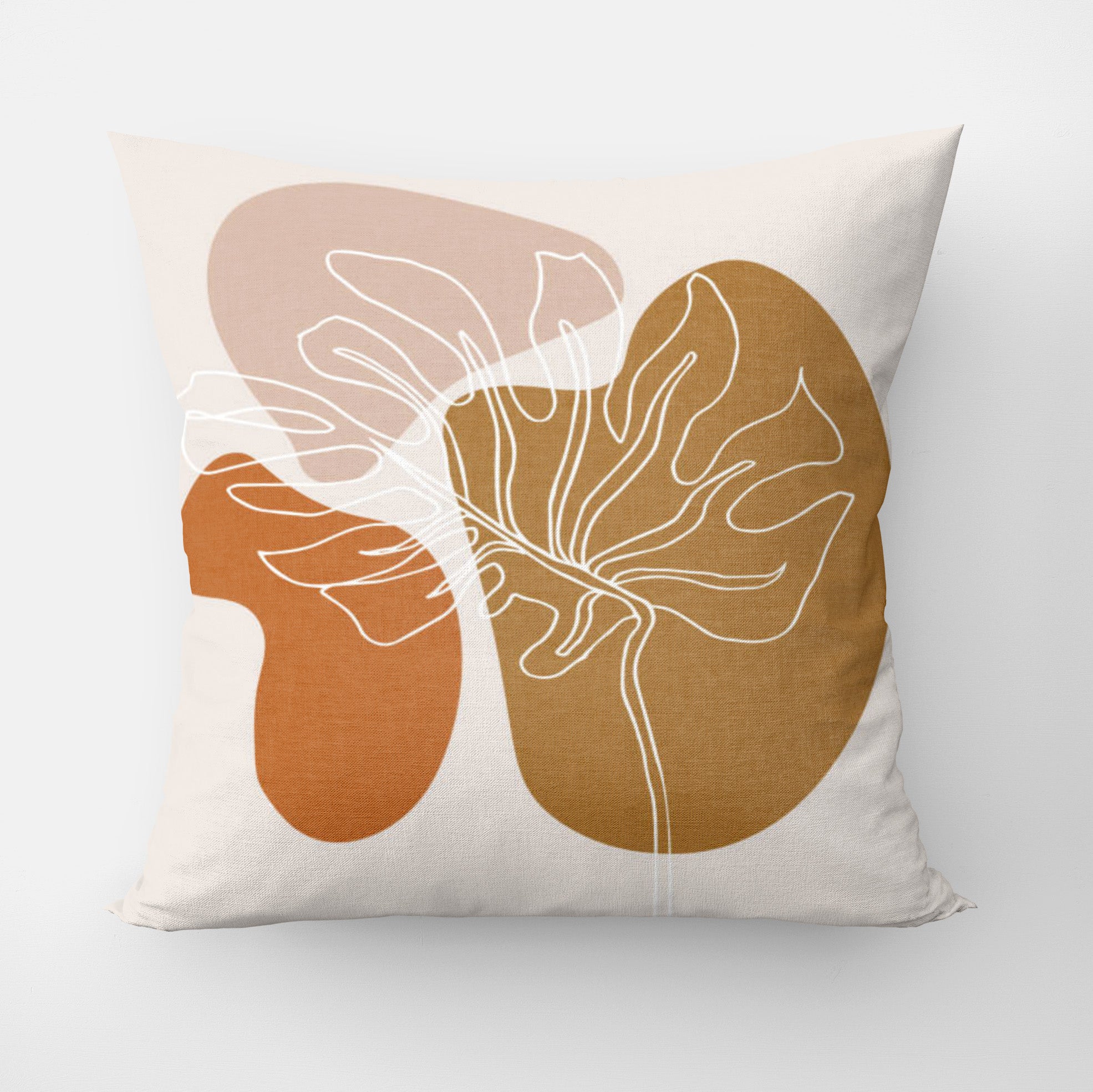 Abstract Scandinavian Earthy Tones Botanical Throw Pillow Cover LEAF