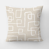Mid Century Modern Geometric Abstract Beige White Throw Pillow Cover DANA