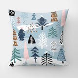 Scandinavian Pastel Christmas Fir Trees Light Blue Throw Pillow Cover FOREST