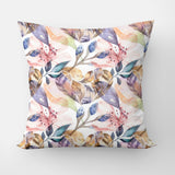 Watercolor Feathers And Lilies Pastel Floral Bohemian Throw Pillow Cover GRETA
