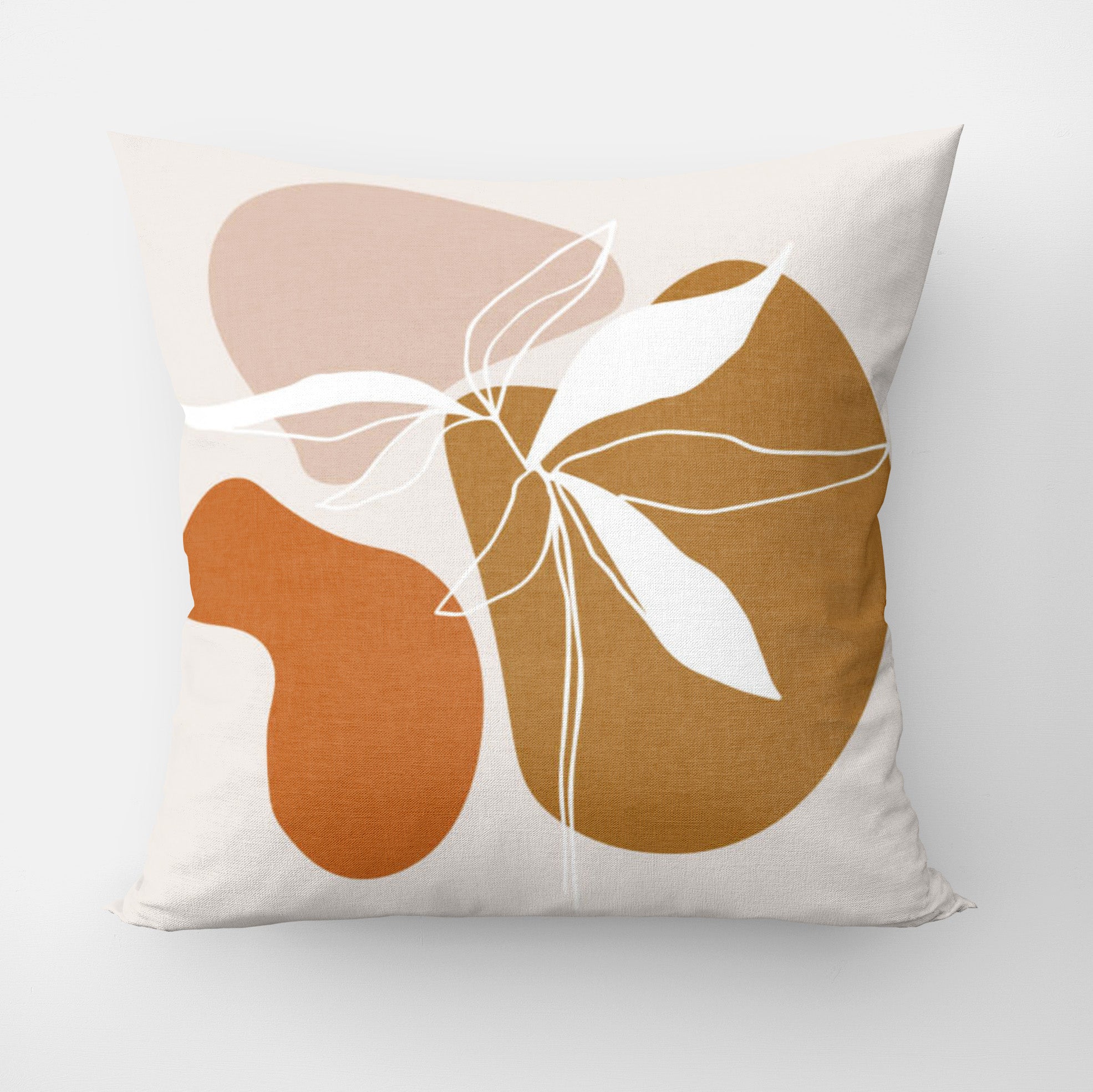 Abstract Scandinavian Earthy Tones Botanical Throw Pillow Cover LEAF