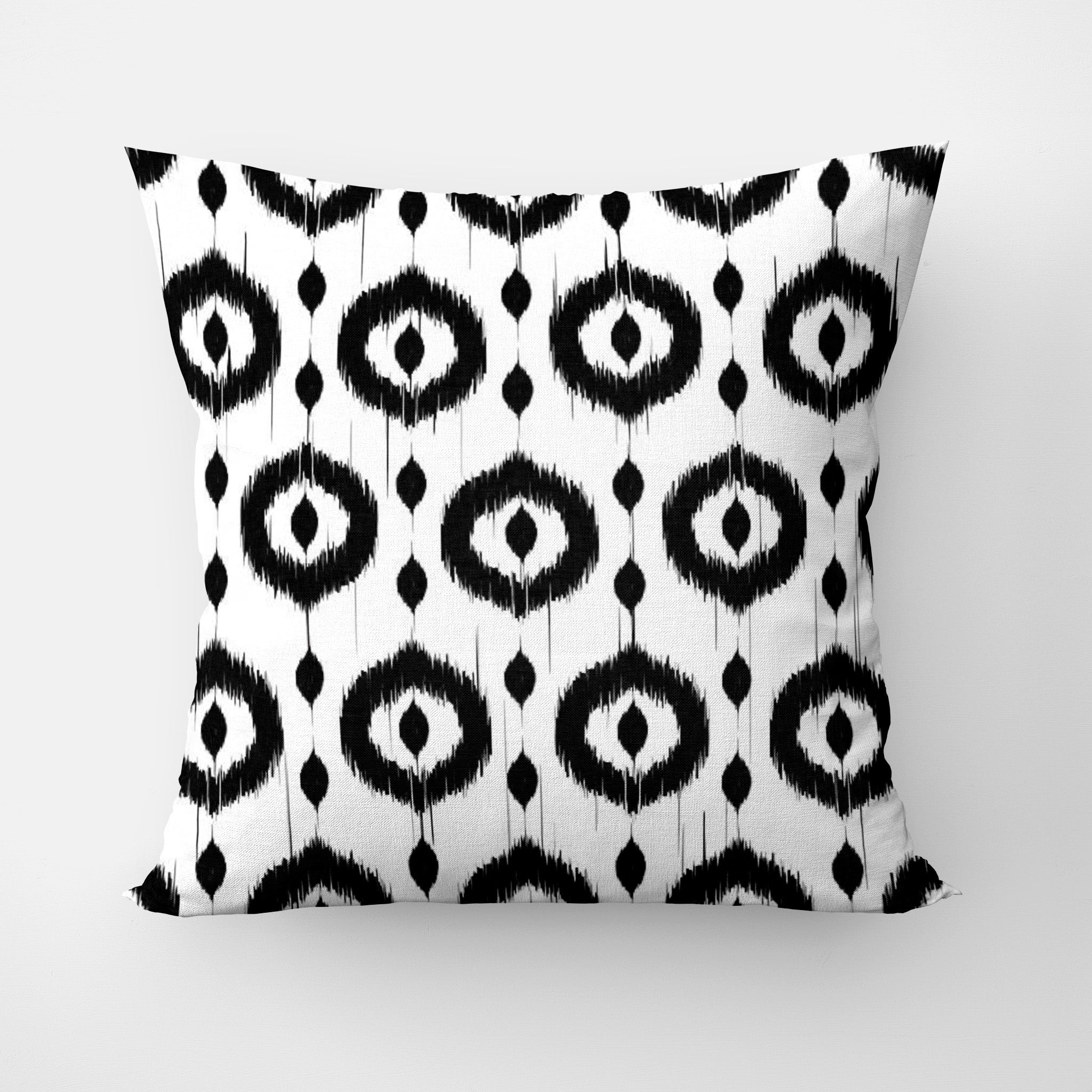 Ikat Print Black White Geometric Pillow Cover ARIS