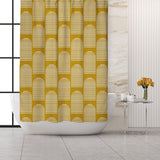 Mid Century Modern Minimalist Geometric Mustard Yellow Shower Curtain ASMUND