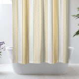 Golden Yellow Stripes White Rustic Farmhouse Shower Curtain CASSIDY