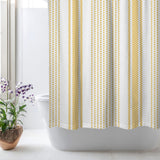 Golden Yellow Stripes White Rustic Farmhouse Shower Curtain CASSIDY