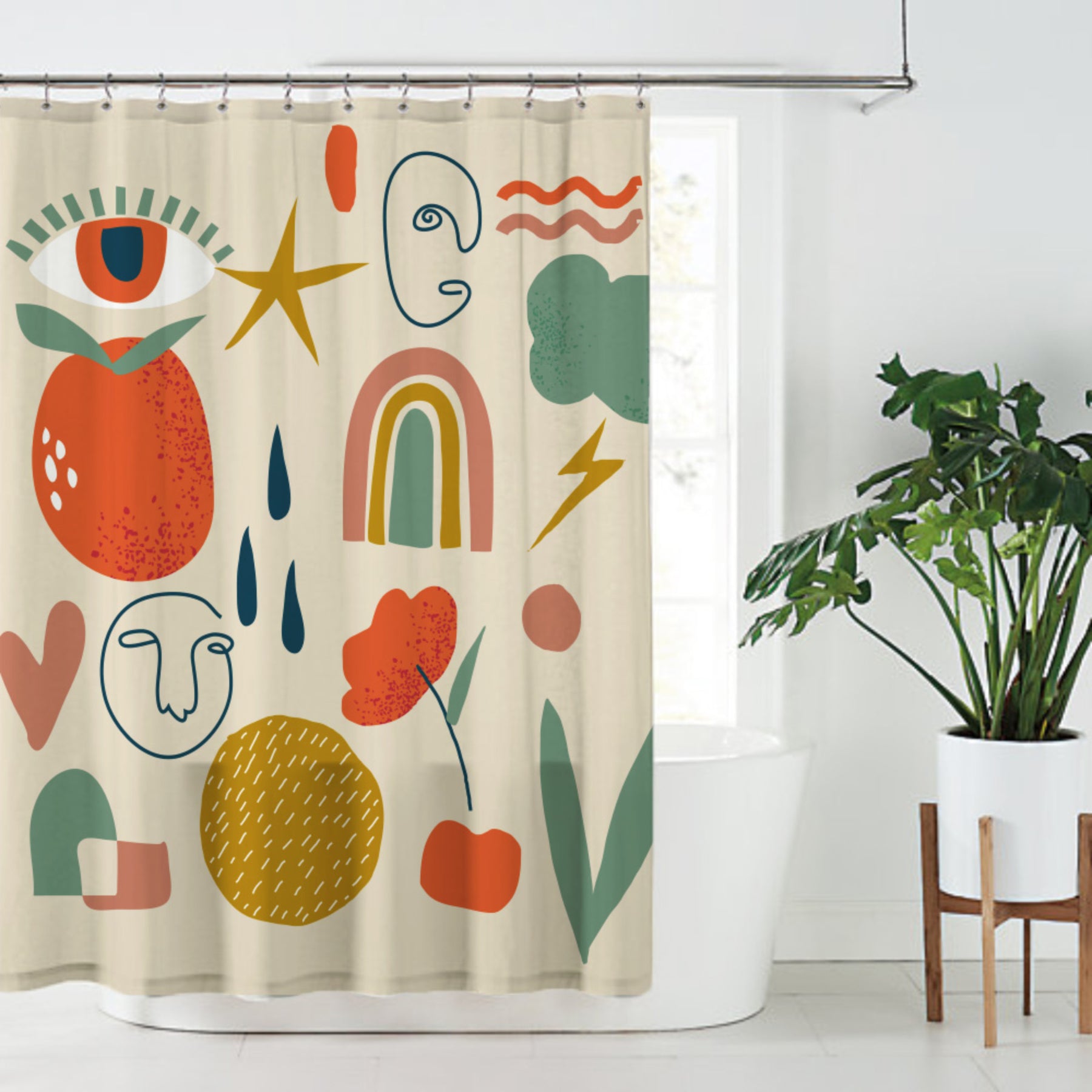 Eye Burnt Orange Abstract Mystical Boho Shower Curtain VEDA – Shapes Decor
