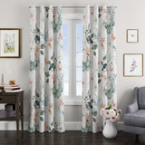 Vintage Lilies Classic Dusty Pink Teal White Floral Blackout Window Curtain LILJA