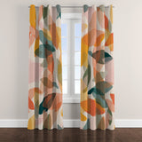 Abstract Decorative Multicolor Orange Green Salmon Pink Botanical Blackout Window Curtain IDALIA