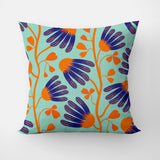 Indian Orange Teal Floral Throw Pillow Cover INAYA