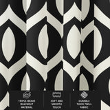 Scandinavian Geometric Black Off-White Blackout Window Curtain INGER