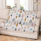 Scandinavian Pastel Christmas Fir Trees White Fleece Throw Blanket FOREST