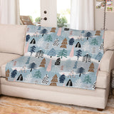 Scandinavian Pastel Christmas Fir Trees Light Blue Fleece Throw Blanket FOREST
