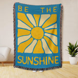 Abstract Retro Groovy Cotton Woven Throw Blanket SUNSHINE