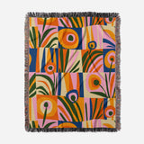 Vibrant Summer Tropical Cotton Woven Throw Blanket EUNOIA