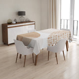 Abstract Art Ivory White Beige Neutral Boho Tablecloth ADELE