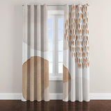 Abstract Art Ivory White Beige Neutral Modern Boho Blackout Window Curtains ADELE - 2 Panels