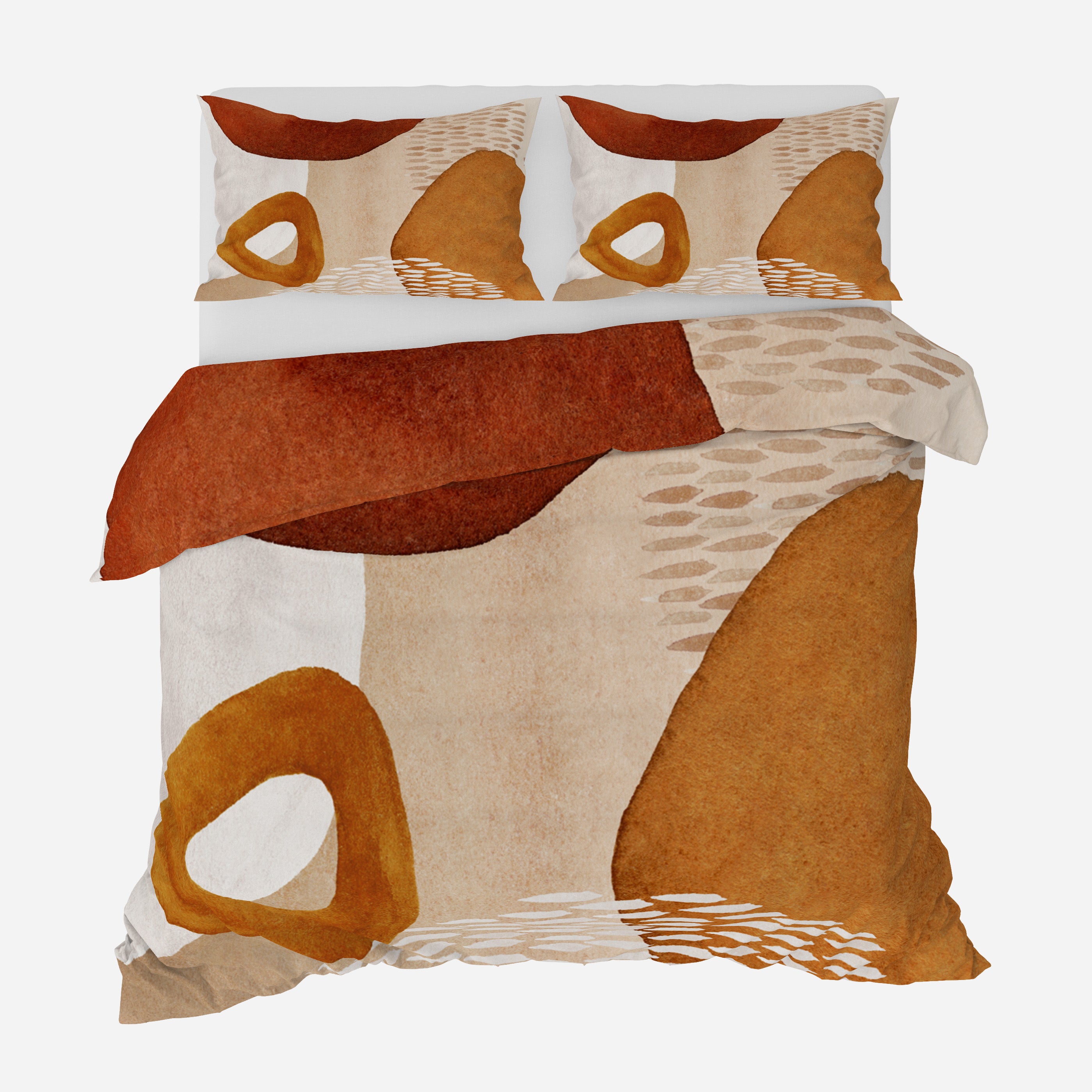 Terracotta Rust Duvet Cover With Pillow Covers, Bohemian Cotton