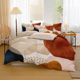 Abstract Art Terracotta Orange Blush Pink Blue Ivory Beige Boho Cotton Duvet Cover Set ADELE