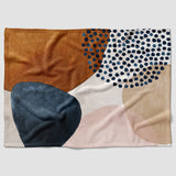 Abstract Art Terracotta Blush Pink Blue Ivory Boho Fleece Throw Blanket ADELE