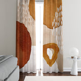 Abstract Art Terracotta Orange Ivory Beige Modern Boho Blackout Window Curtains ADELE - 2 Panels