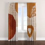 Abstract Art Terracotta Orange Ivory Beige Modern Boho Blackout Window Curtains ADELE - 2 Panels