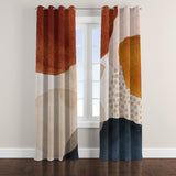 Abstract Art Terracotta Orange Blush Pink Blue Ivory Modern Boho Blackout Window Curtains ADELE - 2 Panels