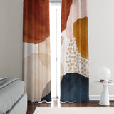 Abstract Art Terracotta Orange Blush Pink Blue Ivory Modern Boho Blackout Window Curtains ADELE - 2 Panels