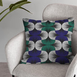 African Kitenge Navy Blue Green Ethnic Throw Pillow Cover HADIZA