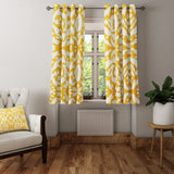 Wabi Sabi Shibori Japanese Print White Yellow Blackout Window Curtain AKIARA