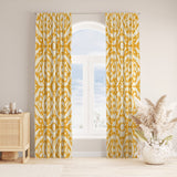 Wabi Sabi Shibori Japanese Print White Yellow Blackout Window Curtain AKIARA