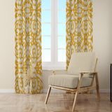 Wabi Sabi Shibori Japanese Print White Yellow Blackout Window Curtain AKIARA