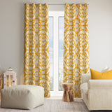 Wabi Sabi Shibori Japanese Print White Yellow Blackout Window Curtain AKIARA