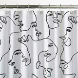 Abstract Faces Woman Line Art Boho Shower Curtain ARTSY