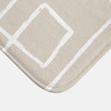 Mid Century Modern Abstract Minimalist Beige White Bath Mat DANA