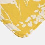 White Liliac Flowers Botanical Yellow Farmhouse Floral Bath Mat LILIAC
