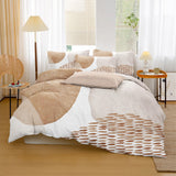Abstract Art Ivory White Beige Neutral Boho Cotton Duvet Cover Set ADELE