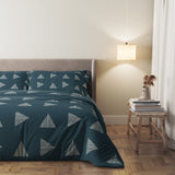 Mid Cenutry Modern Minimalist Geometric Navy Blue Cotton Duvet Cover Set BJORN