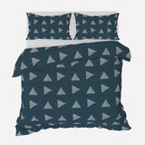 Mid Cenutry Modern Minimalist Geometric Navy Blue Cotton Duvet Cover Set BJORN